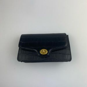 Nove Black Croc-Embossed Vegan Leather Crossbody Bag